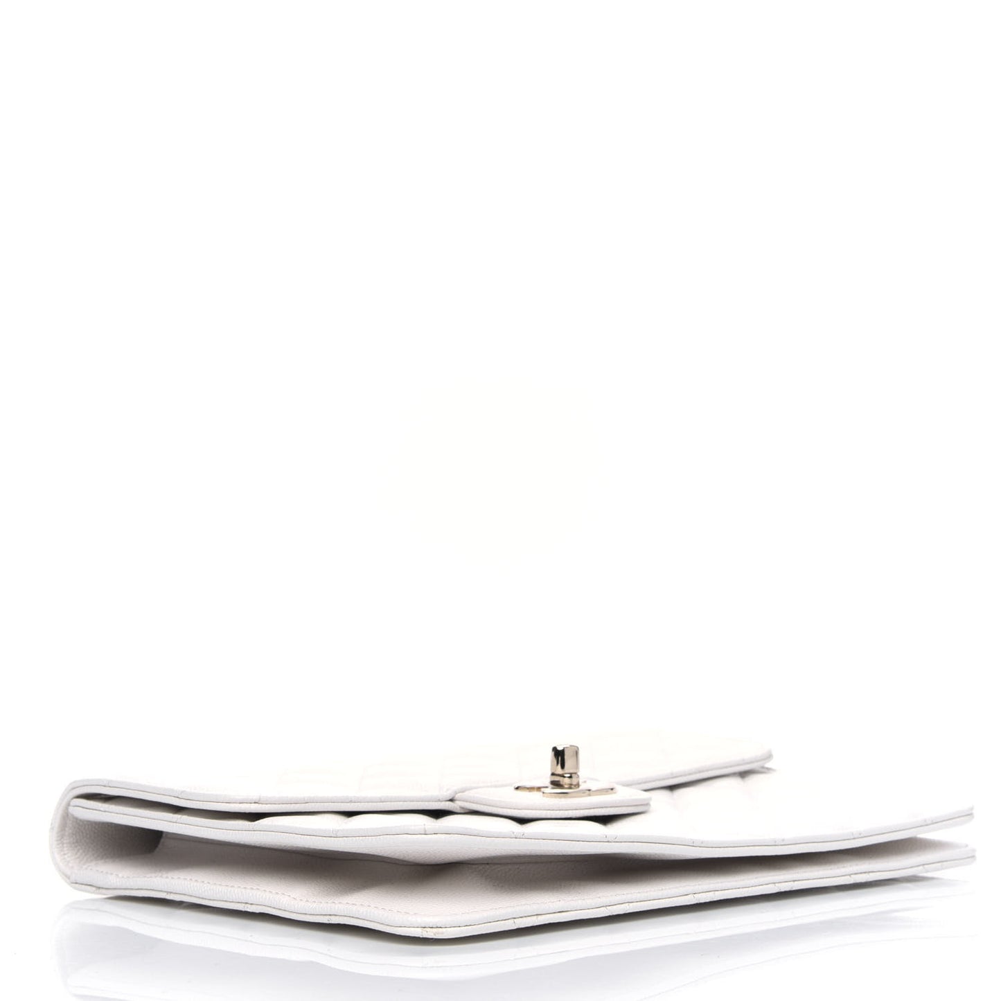 Caviar Quilted Square Flap Clutch White