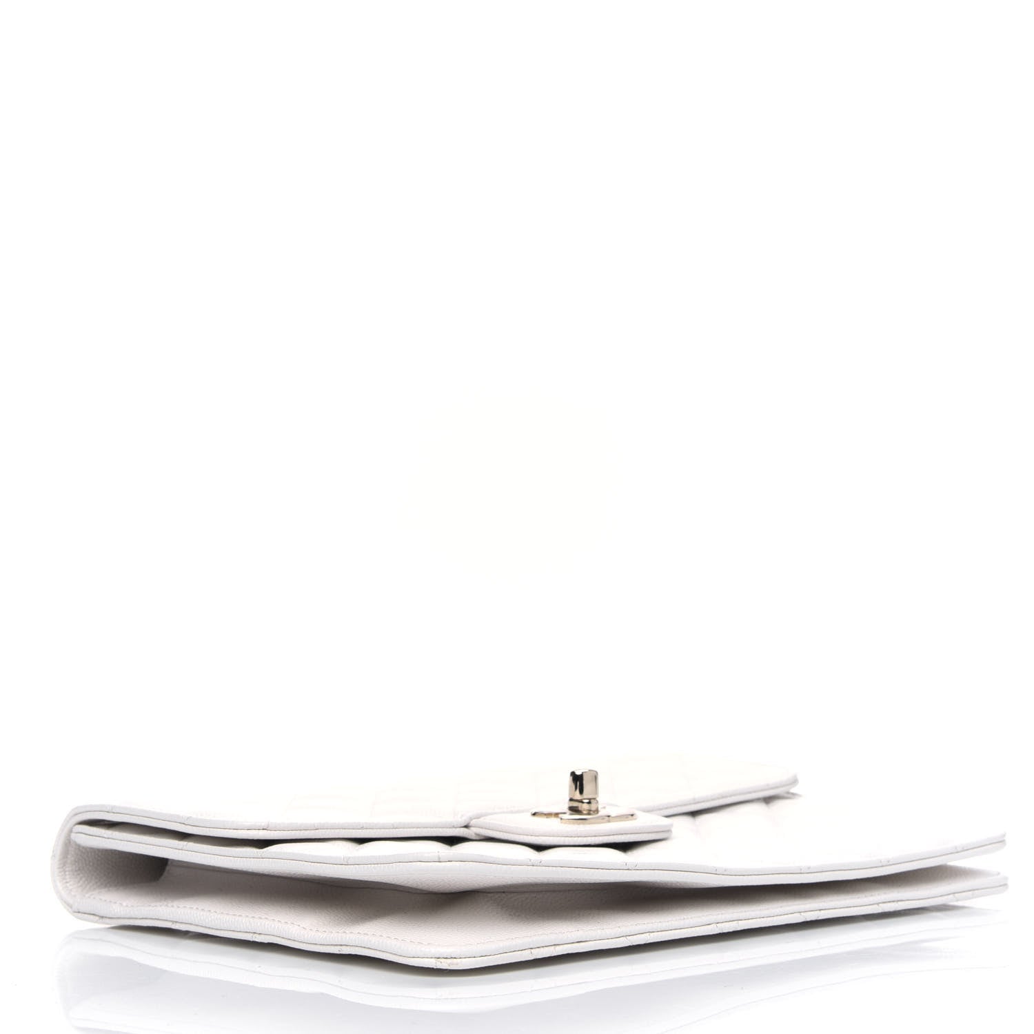 Chanel Caviar Quilted Square Flap Clutch White 3 of 4