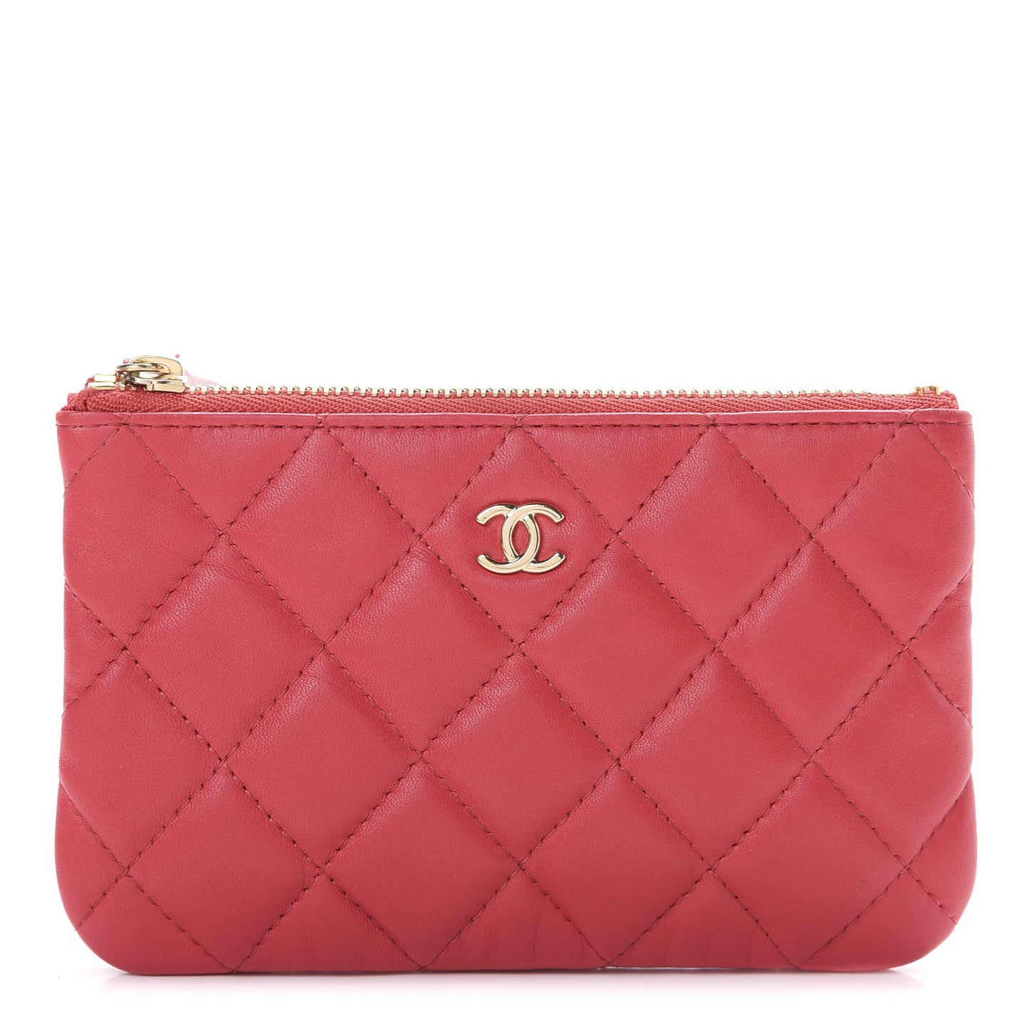 Lambskin Quilted Cosmetic Case Red
