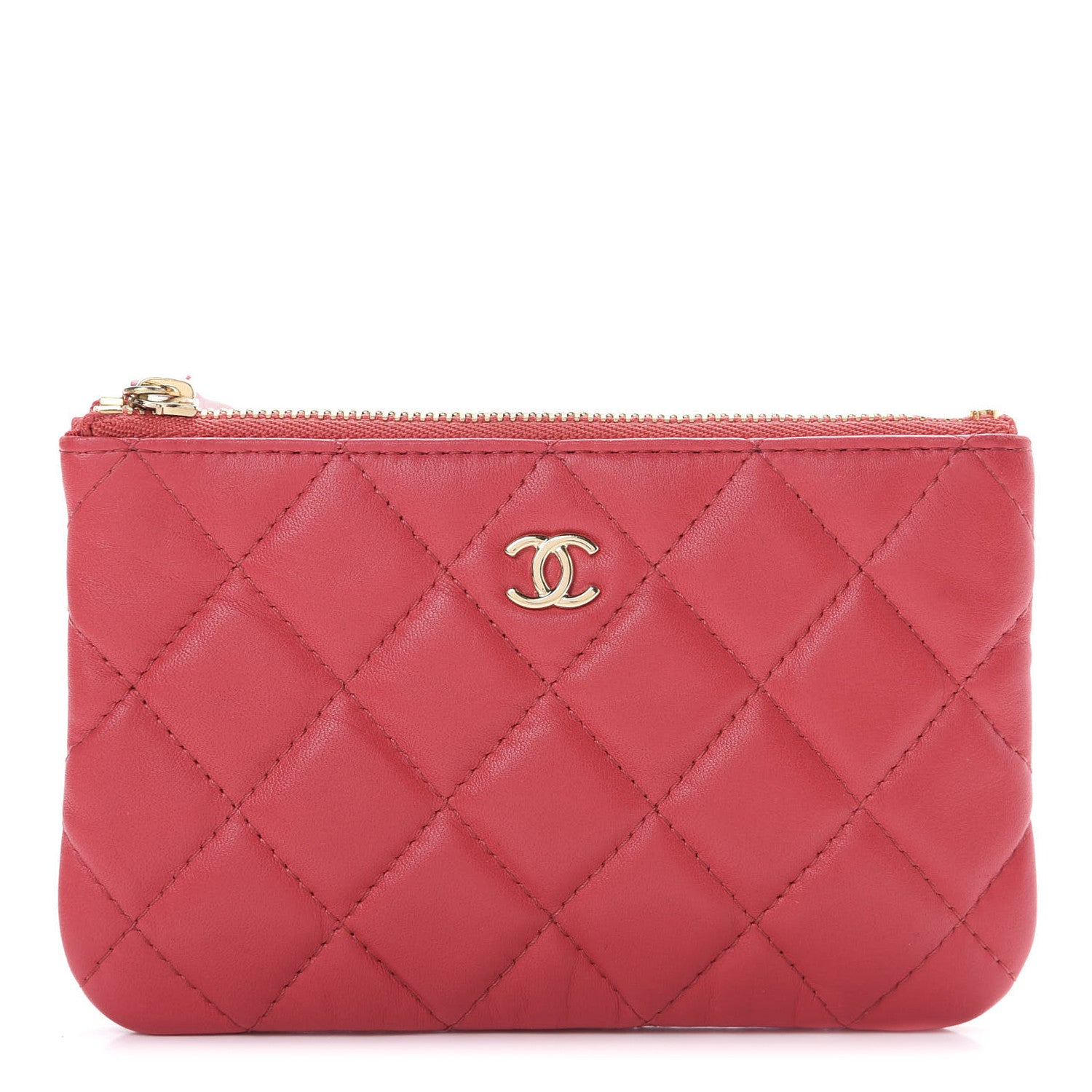 Chanel Lambskin Quilted Cosmetic Case Red 1 of 7
