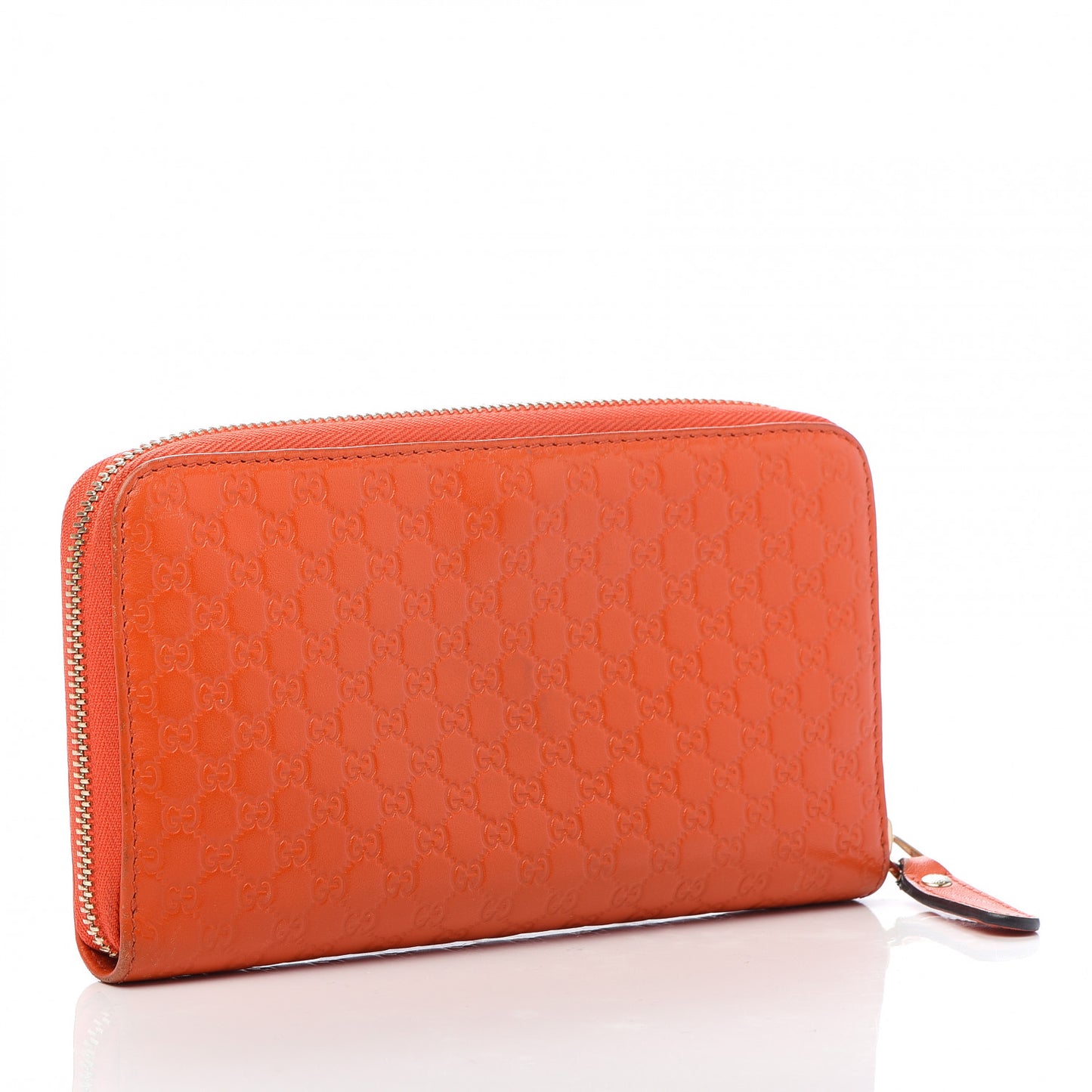 Microguccissima Zip Around Wallet Sun Orange