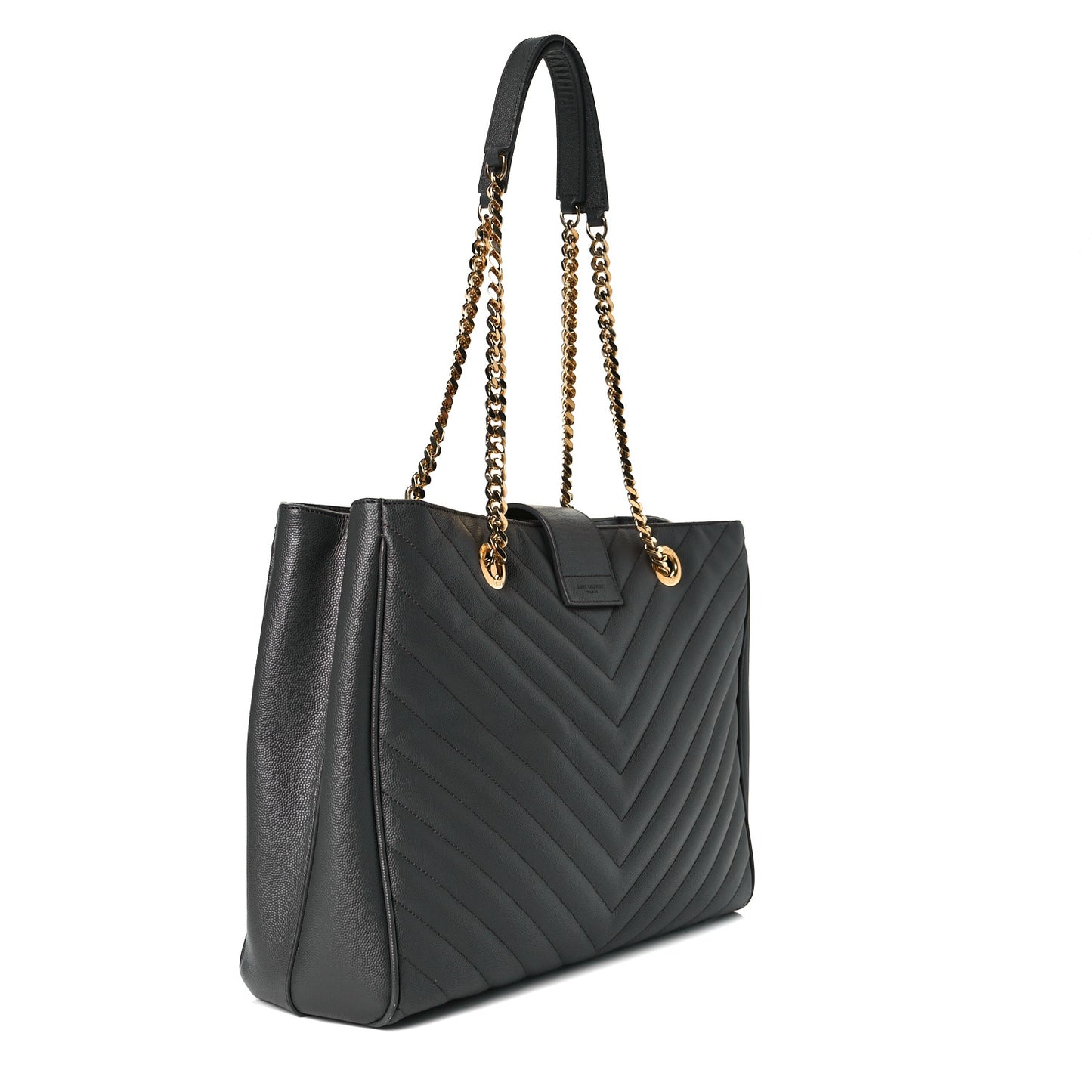 Grain De Poudre Matelasse Chevron Monogram Shopping Bag Earth