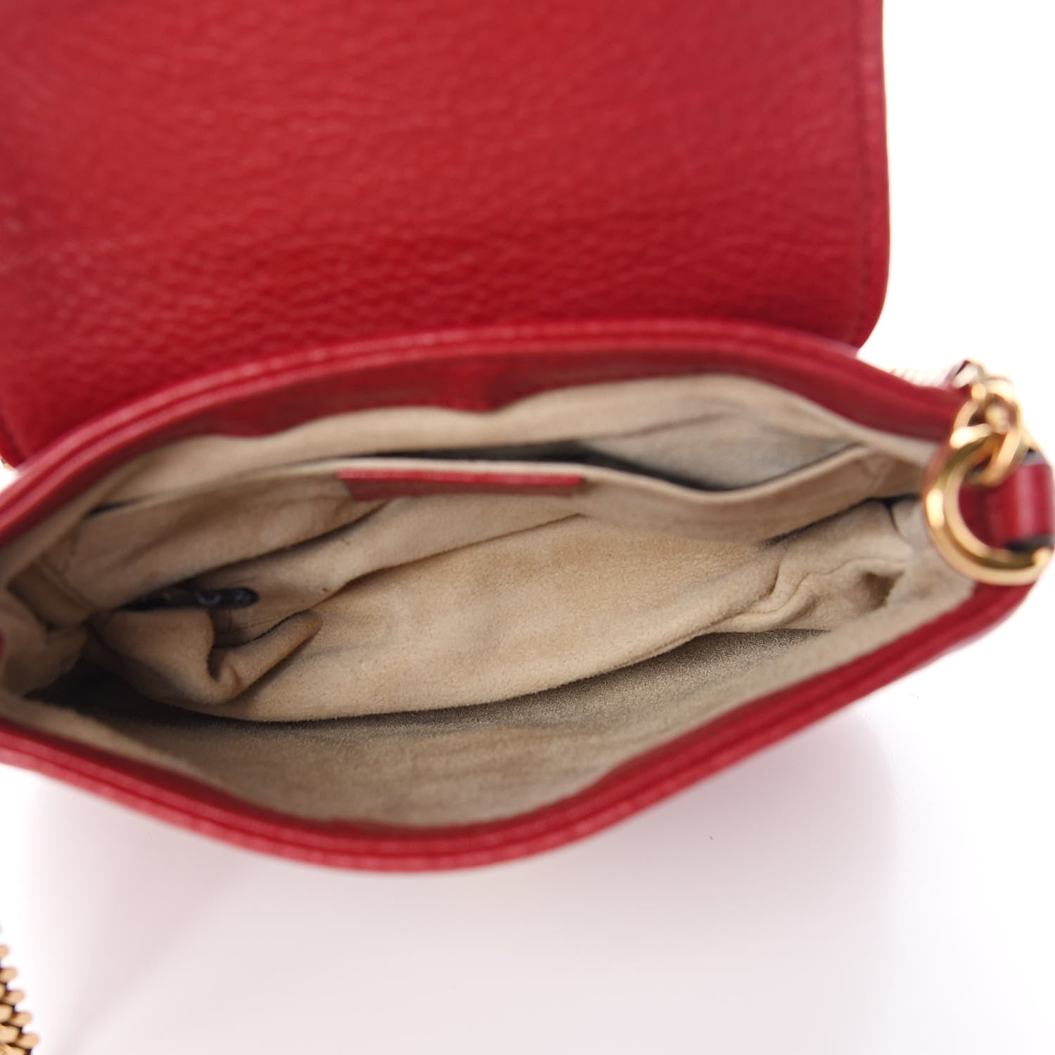 Gucci Pebbled Calfskin Small 1973 Chain Shoulder Bag Red 5 of 11
