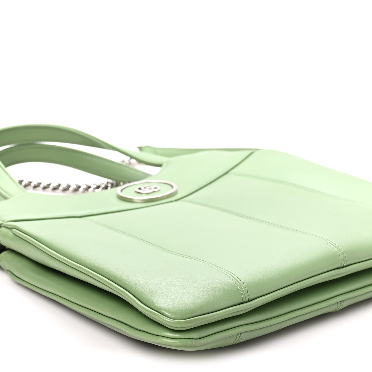 Gucci Senna Calfskin Petite GG Small Tote Bag Green Soil Grass 9 of 10