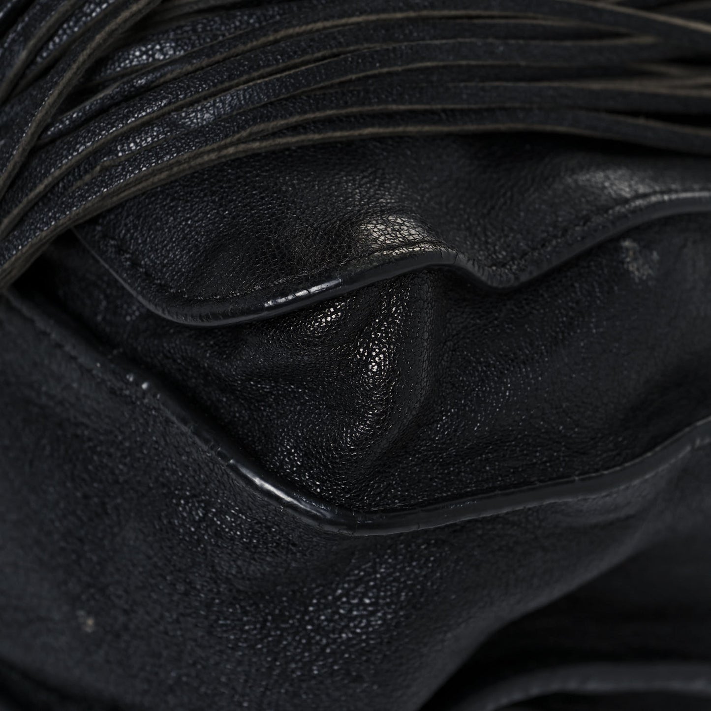 Lambskin Fringe Medium PS1 Satchel Black