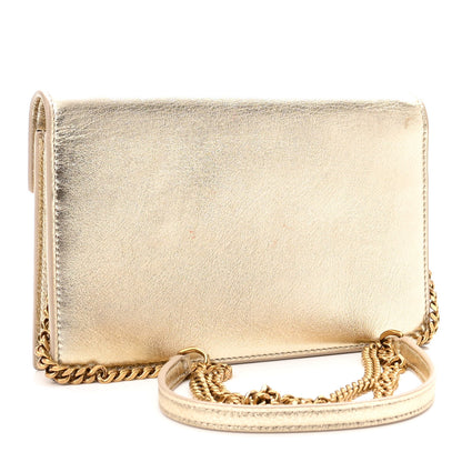 Saint Laurent Metallic Calfskin Monogram Envelope Chain Wallet Gold 3 of 12