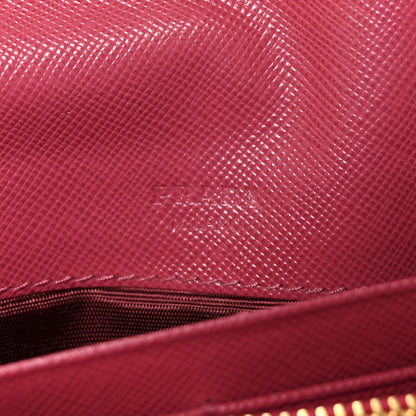 Prada Saffiano Metal Continental Flap Wallet Peonia 6 of 7