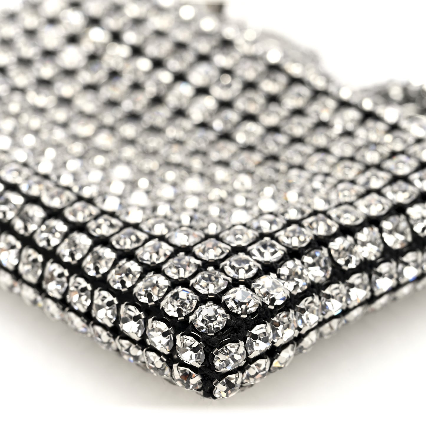 Mesh Crystal Rhinestone Nano Heiress Shoulder Bag Black Silver