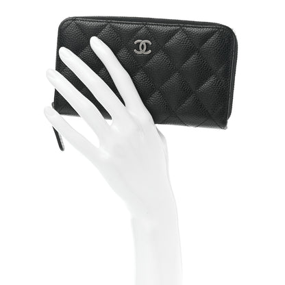 Chanel Caviar Quilted Medium Zip Around Wallet Black 2 of 11