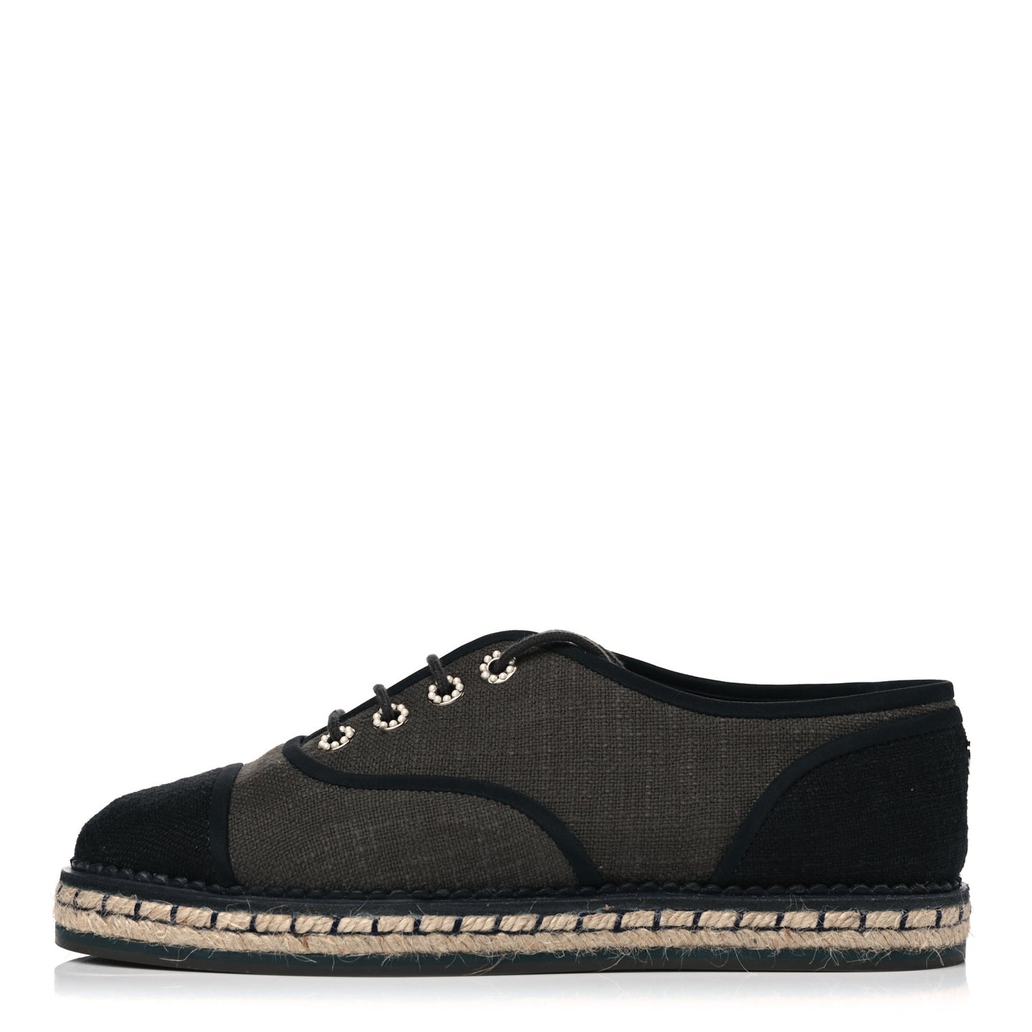 Cotton Lace Up Espadrilles 39 Dark Green Black