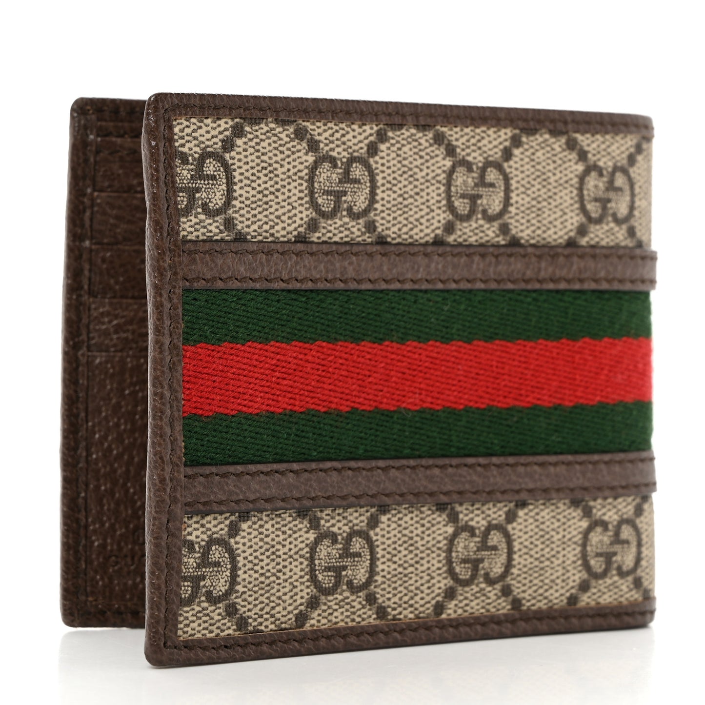 GG Supreme Monogram Web Mens Ophidia Bi-Fold Coin Wallet Beige New Acero