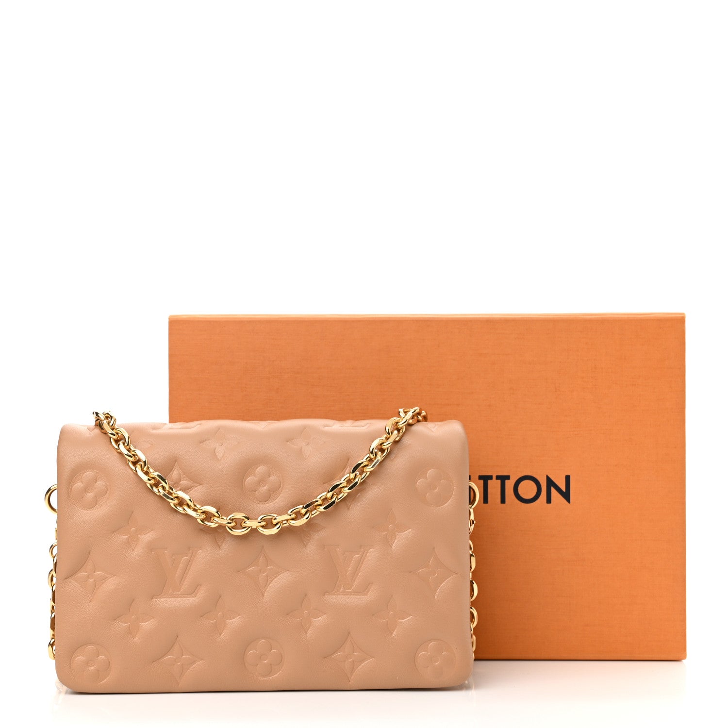 Louis Vuitton Lambskin Embossed Monogram Pochette Coussin Camel 12 of 12