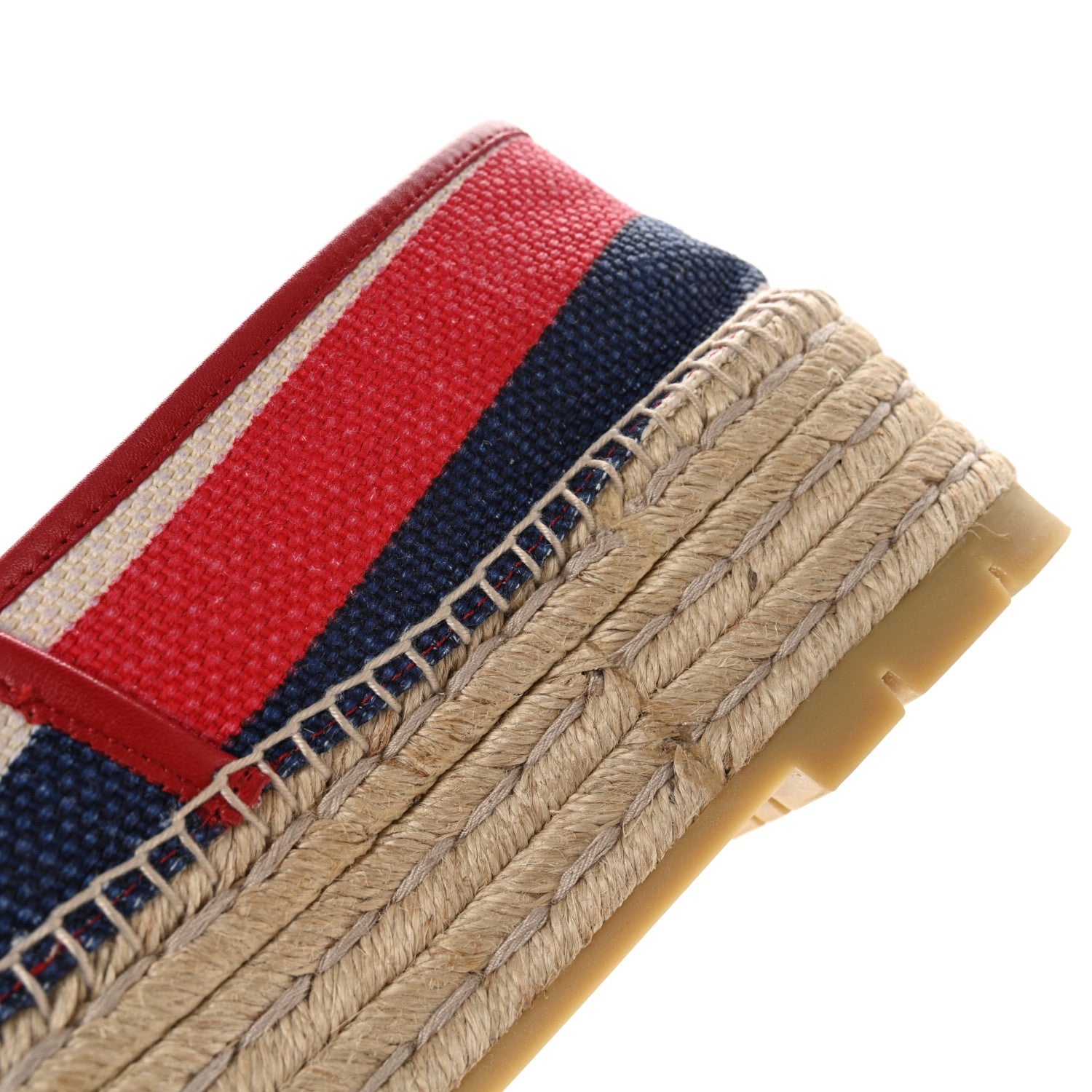 Gucci Canvas Sylvie Stripe Logo Platform Espadrilles 39.5 Mystic White Hibiscus Red Maritime 10 of 13