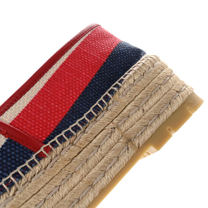 Gucci Canvas Sylvie Stripe Logo Platform Espadrilles 39.5 Mystic White Hibiscus Red Maritime 10 of 13