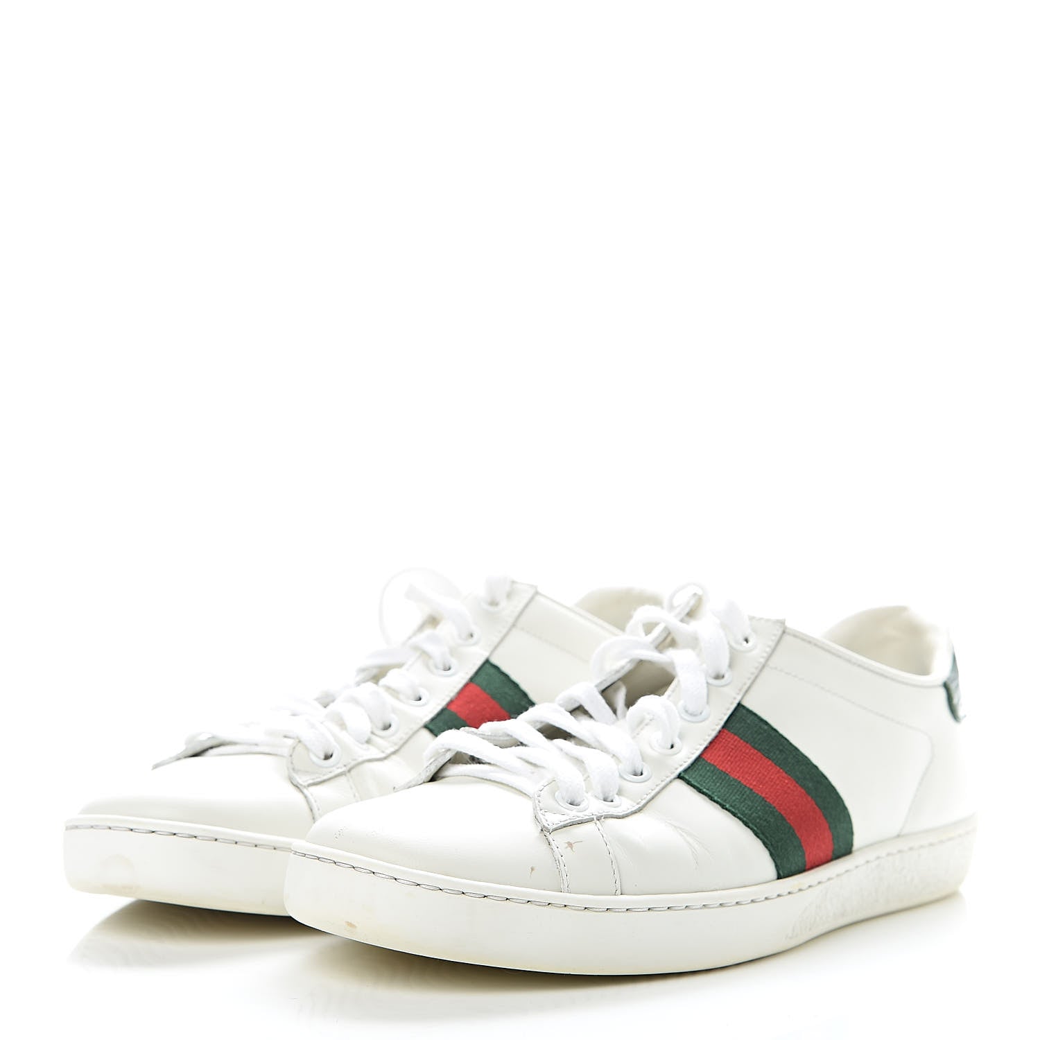 Gucci Calfskin Crocodile Web Womens Ace Sneakers 39 White Green 3 of 18