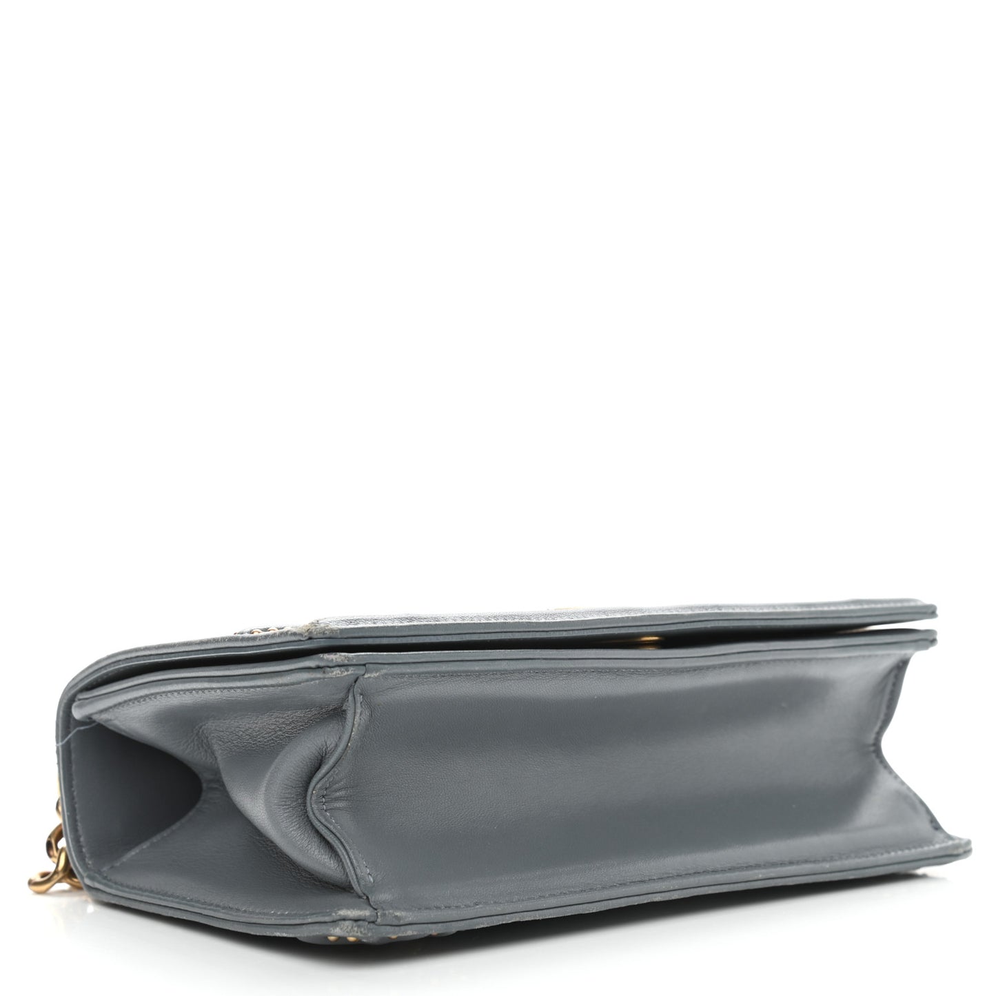 Calfskin Studded Small Diorama Flap Bag Grey