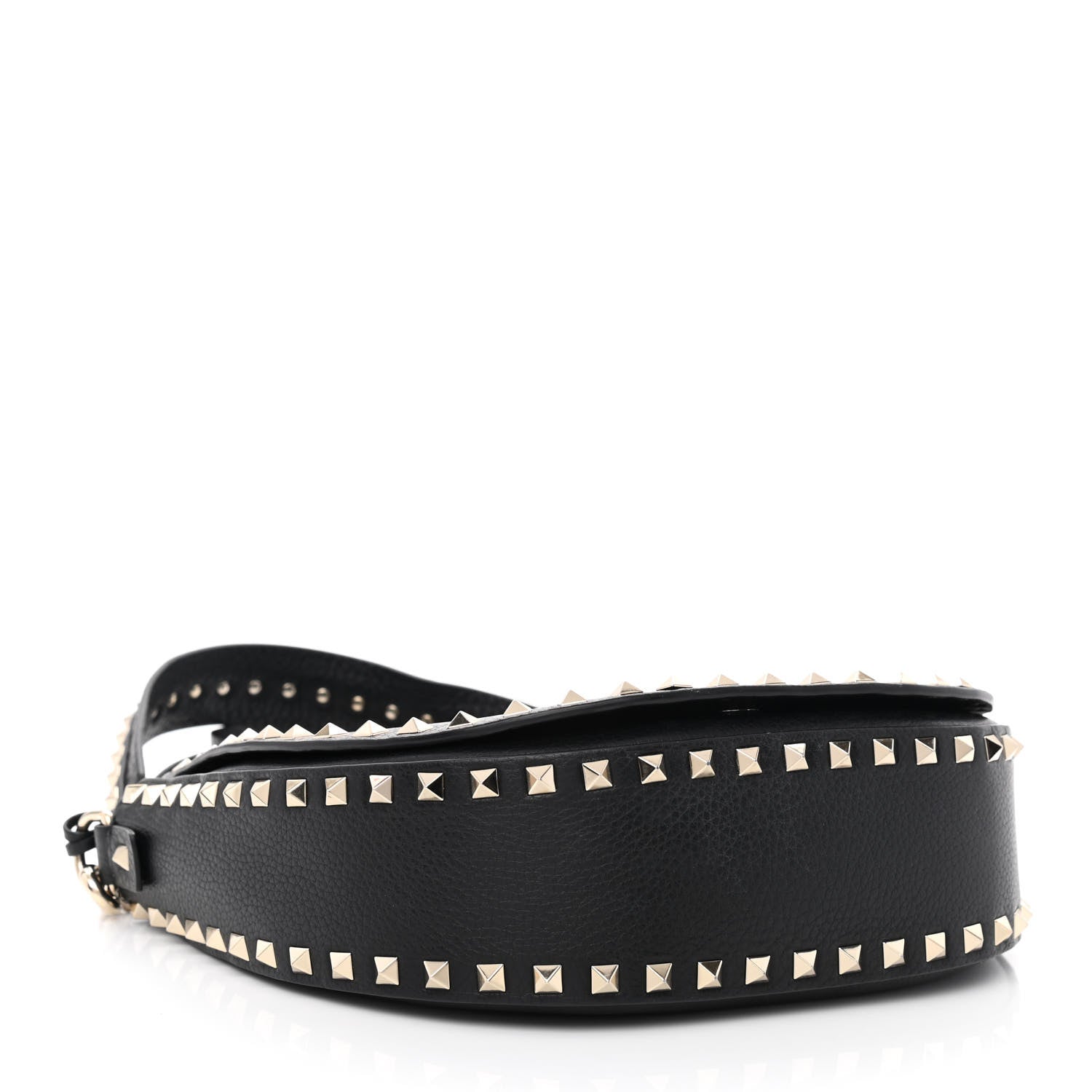 Valentino Garavani Grained Calfskin Rockstud Saddle Bag Black 4 of 11