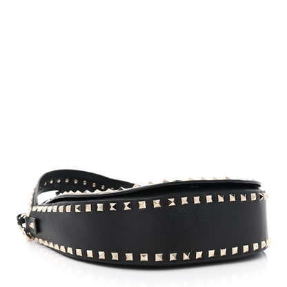 Valentino Garavani Grained Calfskin Rockstud Saddle Bag Black 4 of 11
