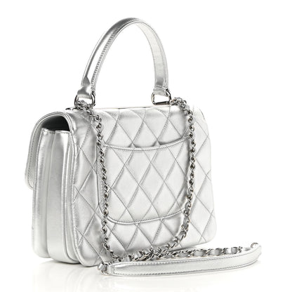 Chanel Metallic Lambskin Quilted Small Trendy CC Flap Dual Handle Bag Silver 3 of 14