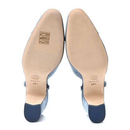 Chanel Denim Cap Toe Denim Slingback Pumps 36.5 Blue 5 of 8