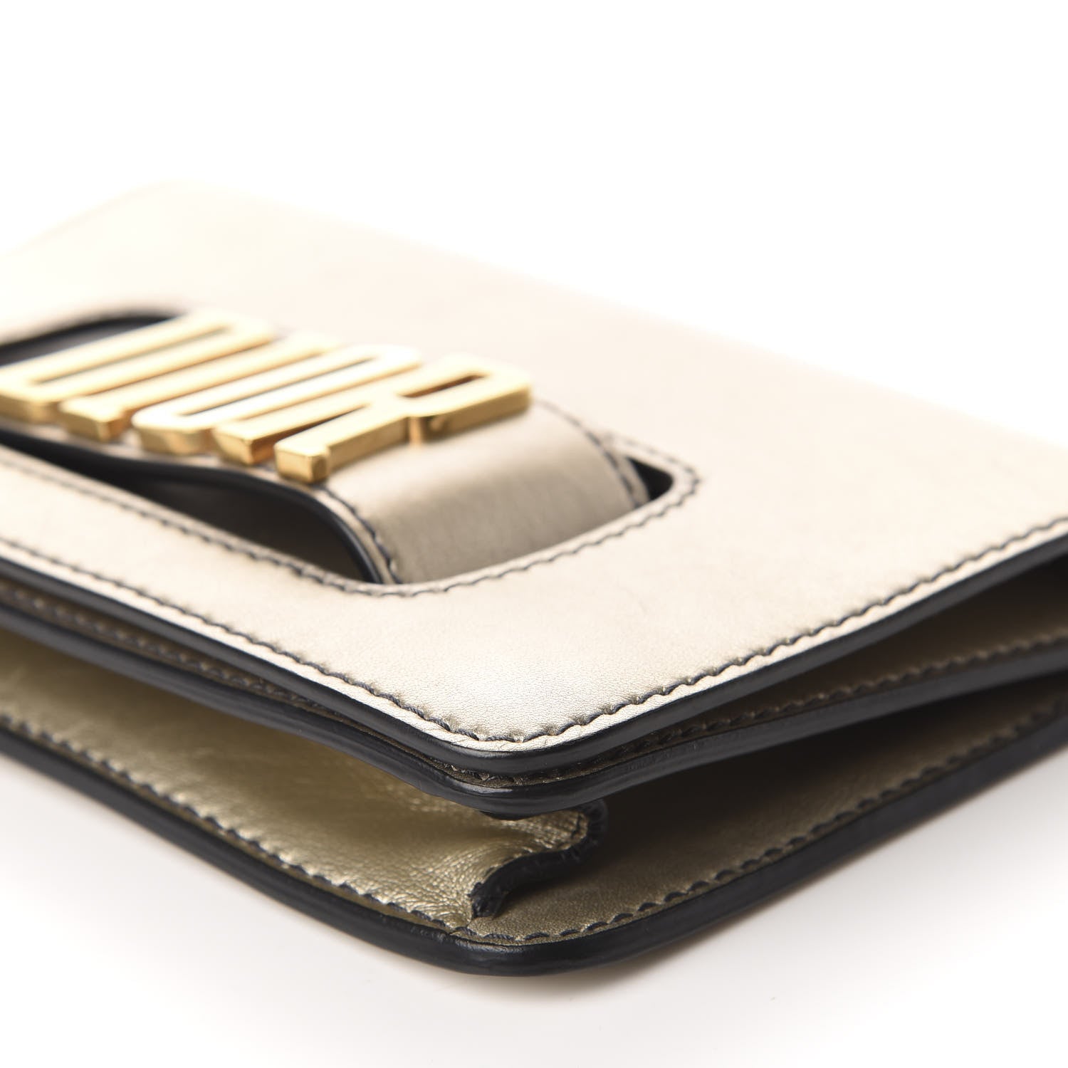 Christian Dior Metallic Smooth Calfskin Dio(r)evolution Flap Clutch Gold 7 of 9