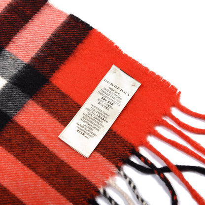 Burberry Cashmere Giant Check Fringe Scarf Military Red 4 of 4