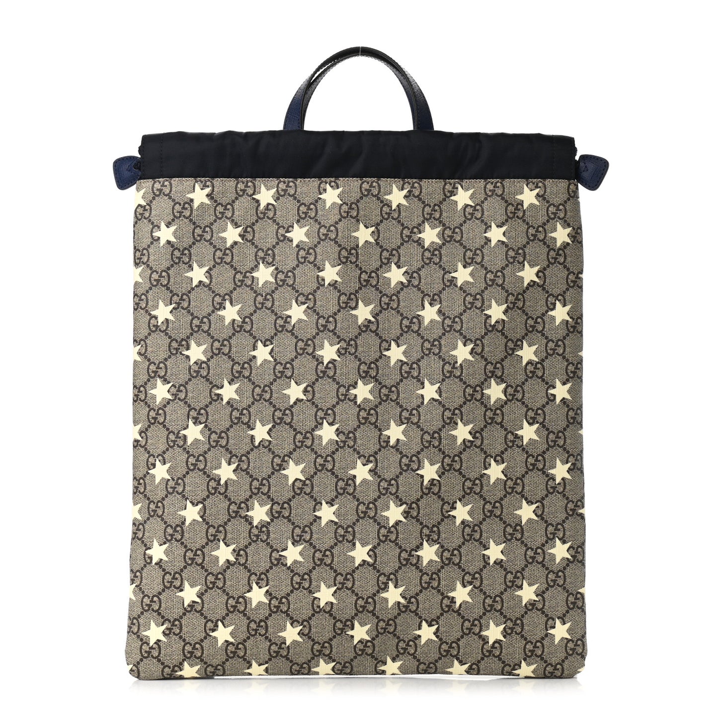 Soft GG Supreme Monogram Stars Childrens Drawstring Backpack Beige Ebony Yellow Royal