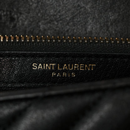 Saint Laurent Sheepskin Matelasse Chevron Monogram Medium College Bag Black 7 of 12