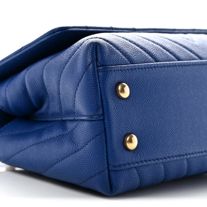 Chanel Caviar Chevron Quilted Mini Coco Handle Flap Blue 9 of 10