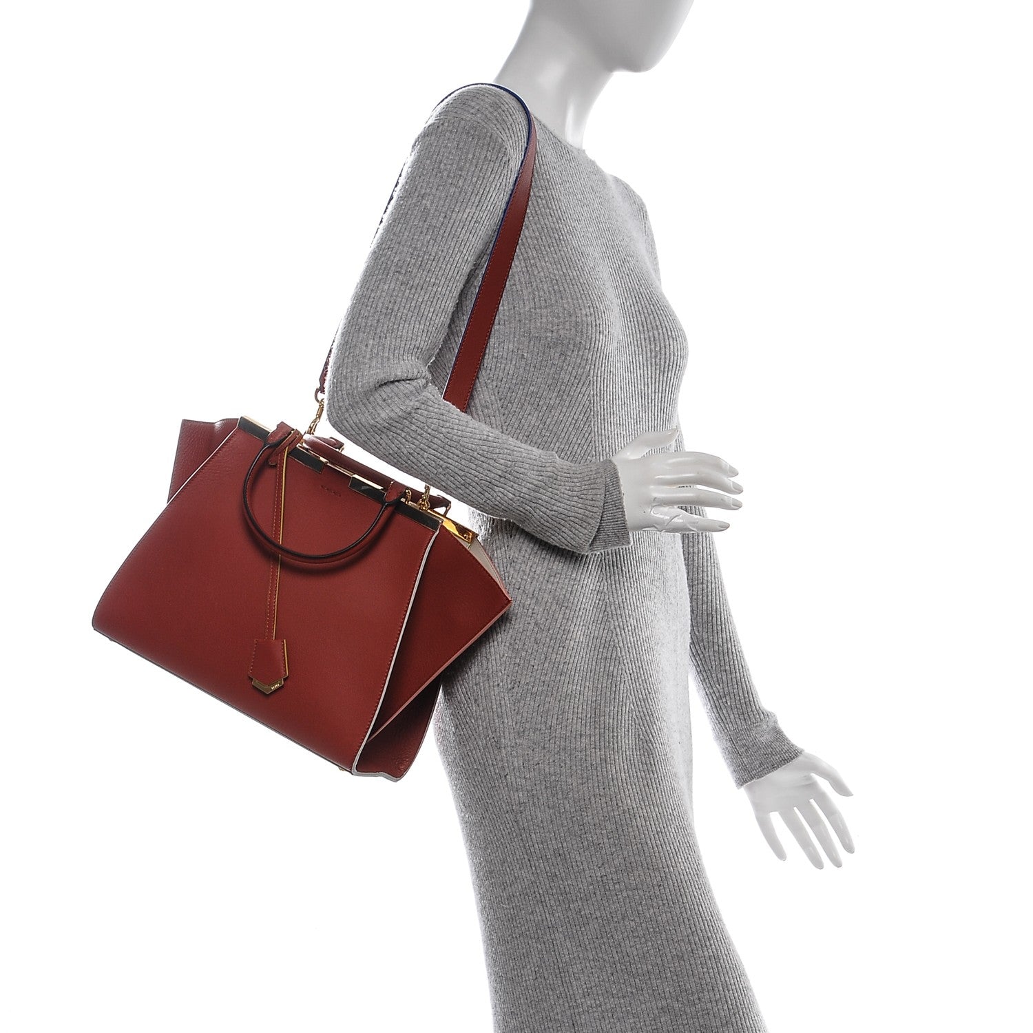 Fendi VItello Petite 3Jours Tote Sienna Milk 2 of 6