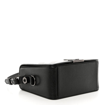 Off-White Saffiano Striped Diag Binder Clip Bag Black White 3 of 11