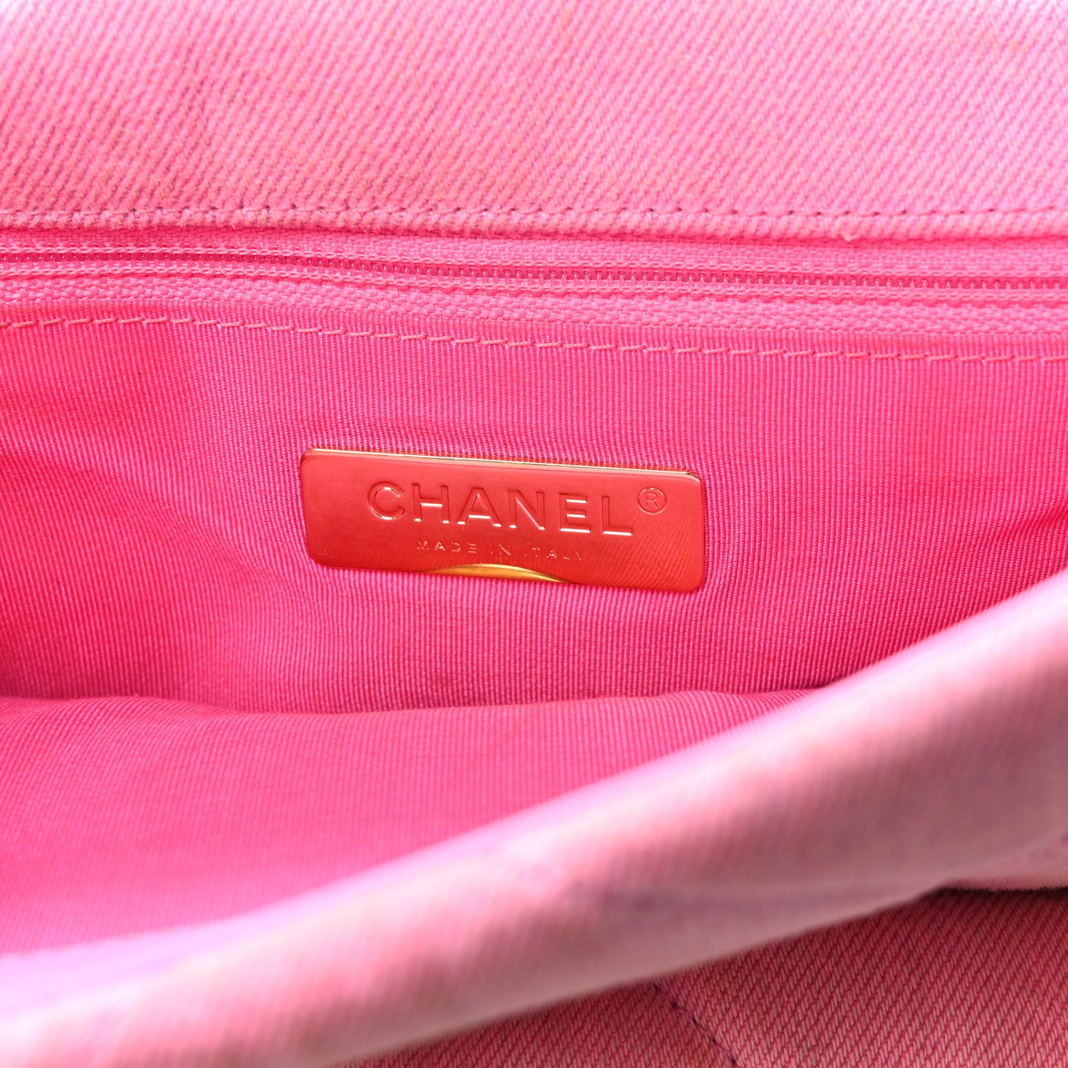 Chanel Denim Quilted Medium Chanel 19 Flap Neon Pink 6 of 10
