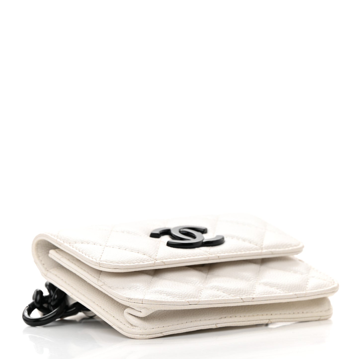 Caviar Quilted My Everything Belt Flap Card Holder White