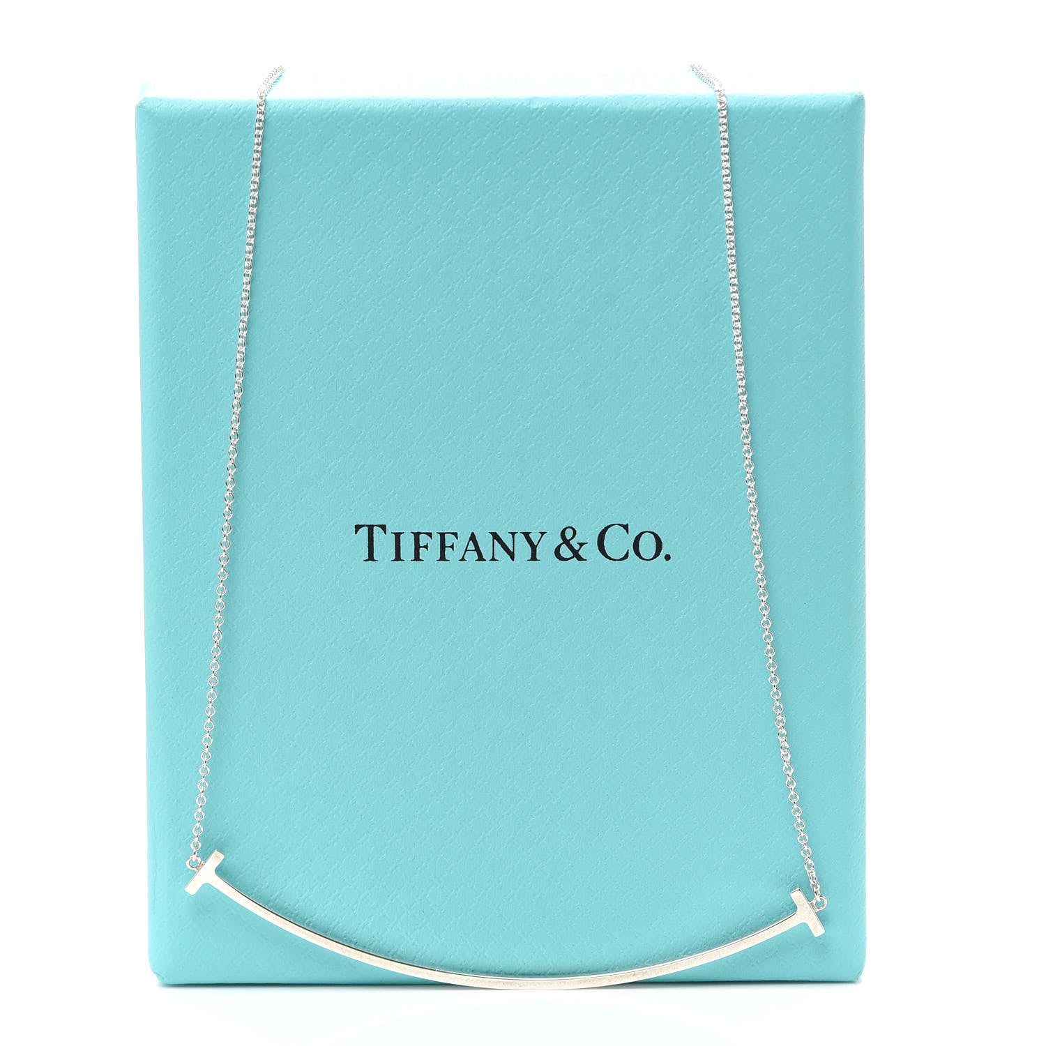Tiffany Sterling Silver Large T Smile Pendant Necklace 7 of 7