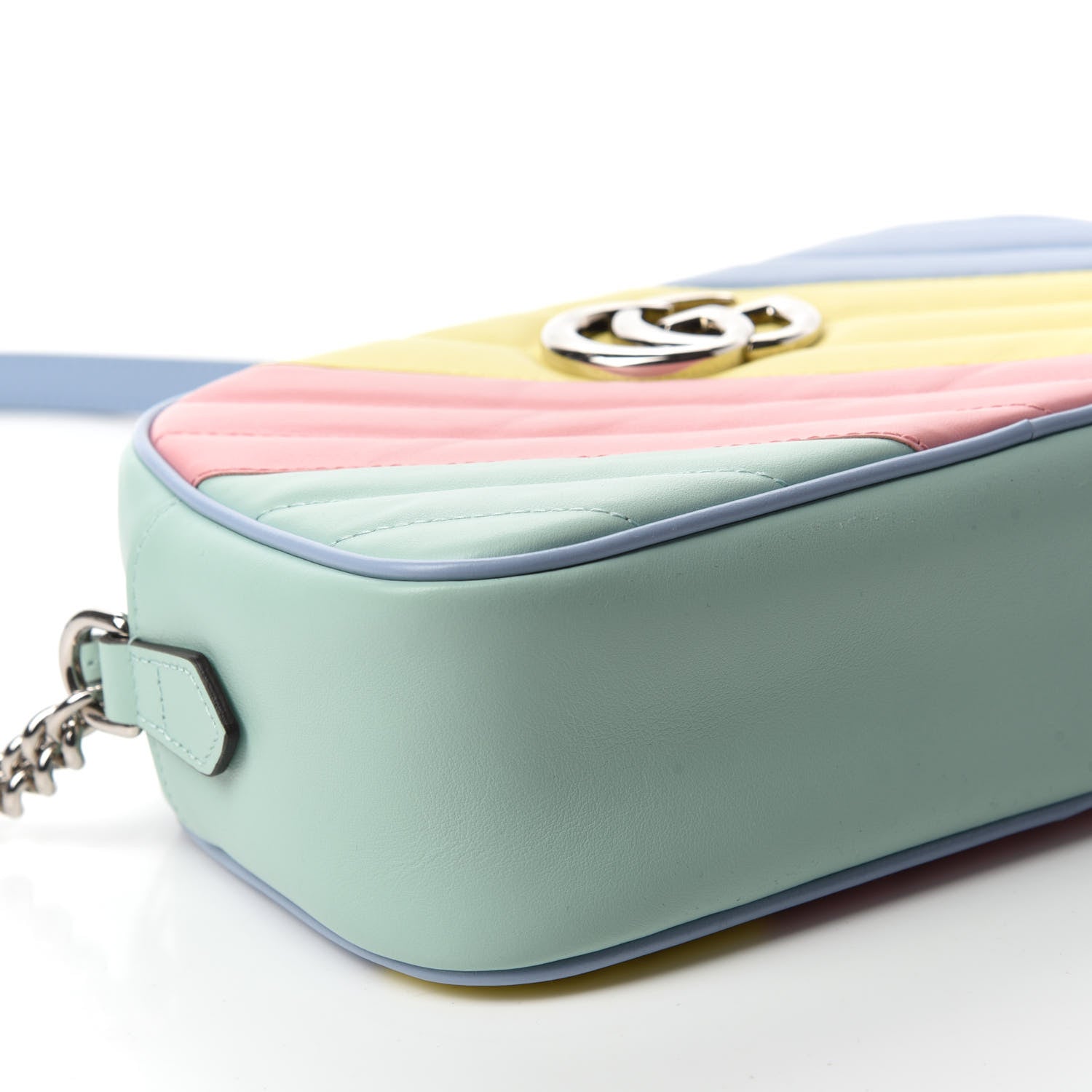 Gucci Calfskin Matelasse Diagonal Small GG Marmont Chain Shoulder Bag Multicolor Pastel 6 of 10