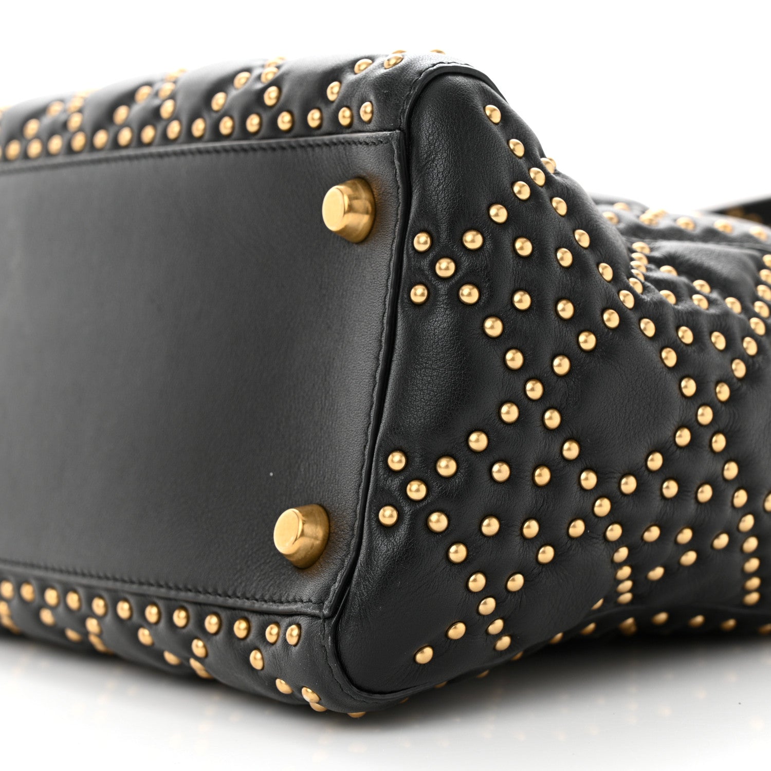 Christian Dior Calfskin Cannage Studded Medium Supple Lady Dior Black 10 of 11