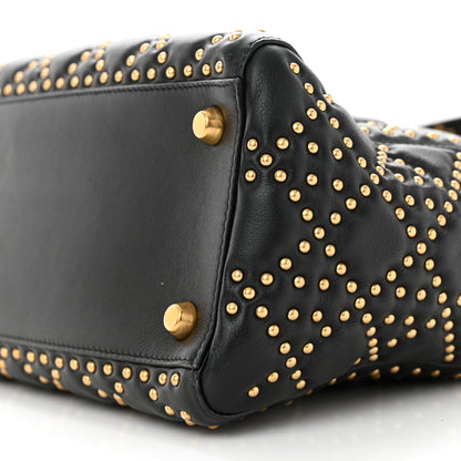 Christian Dior Calfskin Cannage Studded Medium Supple Lady Dior Black 10 of 11