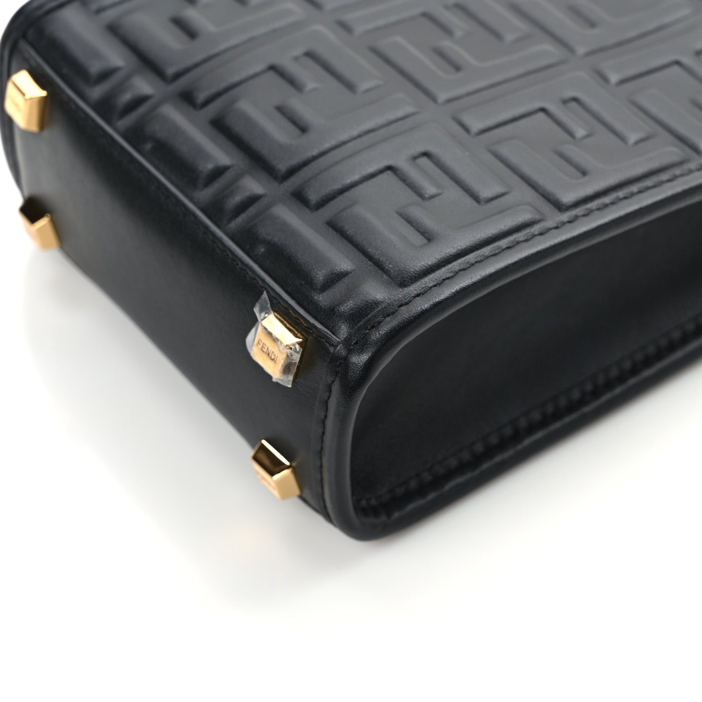 Vitello Plexiglass FF Embossed Mini Fendi Sunshine Shopper Tote Black