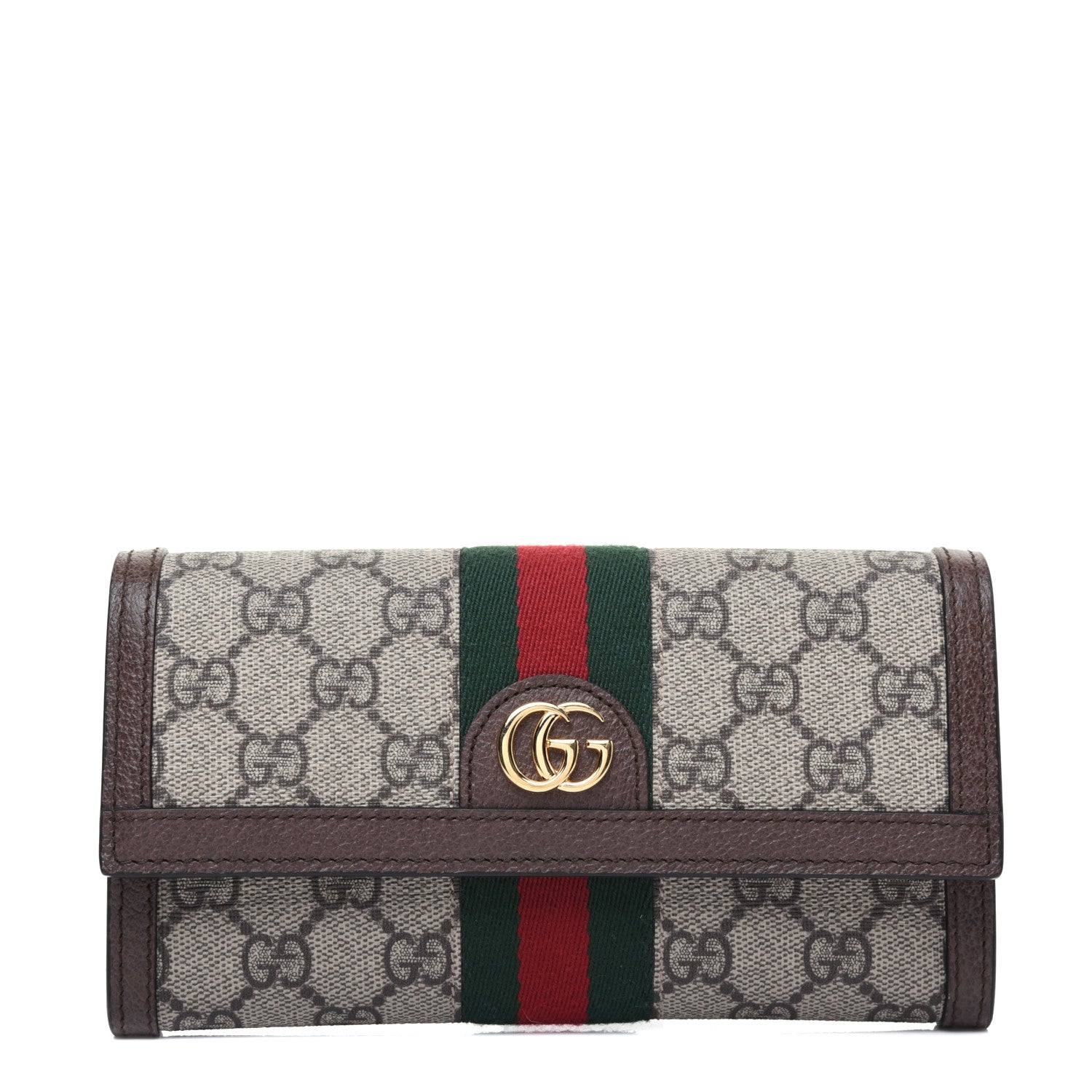 Gucci GG Supreme Monogram Web Ophidia Continental Wallet Brown 1 of 11