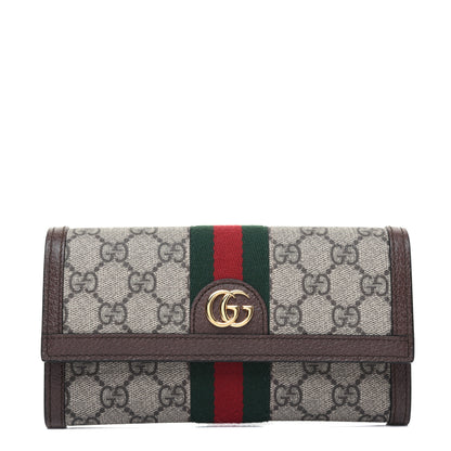 Gucci GG Supreme Monogram Web Ophidia Continental Wallet Brown 1 of 11