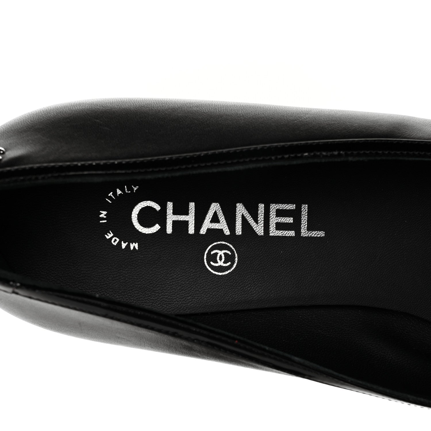 Chanel Lambskin Patent CC Cap Toe Bow Ballerina Flats 40.5 Black 6 of 6