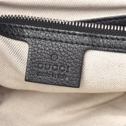 Gucci Pebbled Calfskin Medium Techno Horsebit Shoulder Flap Bag Black 6 of 12