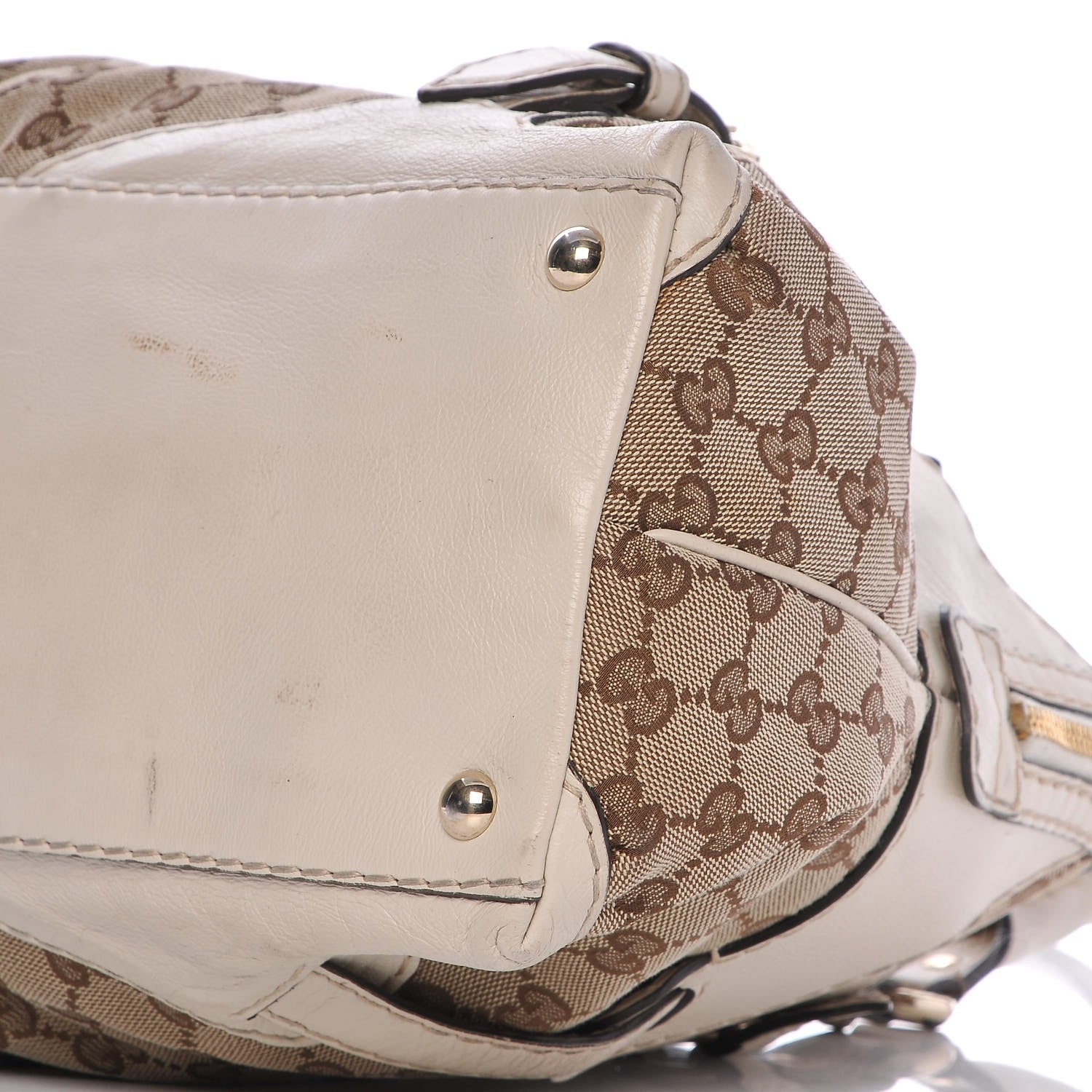 Gucci Monogram Medium Horsebit Nail Boston Off White 13 of 13