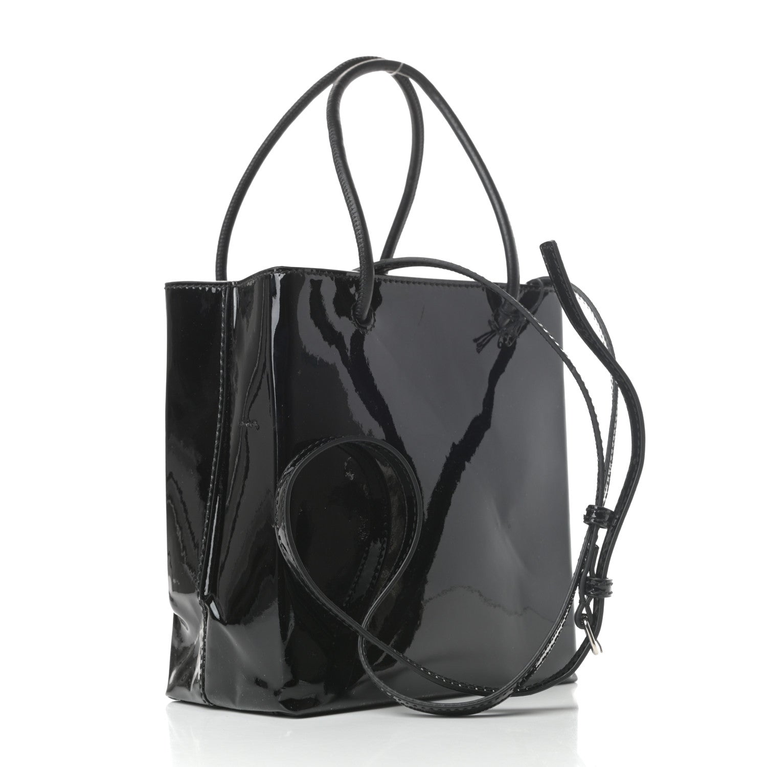 Balenciaga Patent Calfskin Logo Shopping Tote XXS Black 3 of 8
