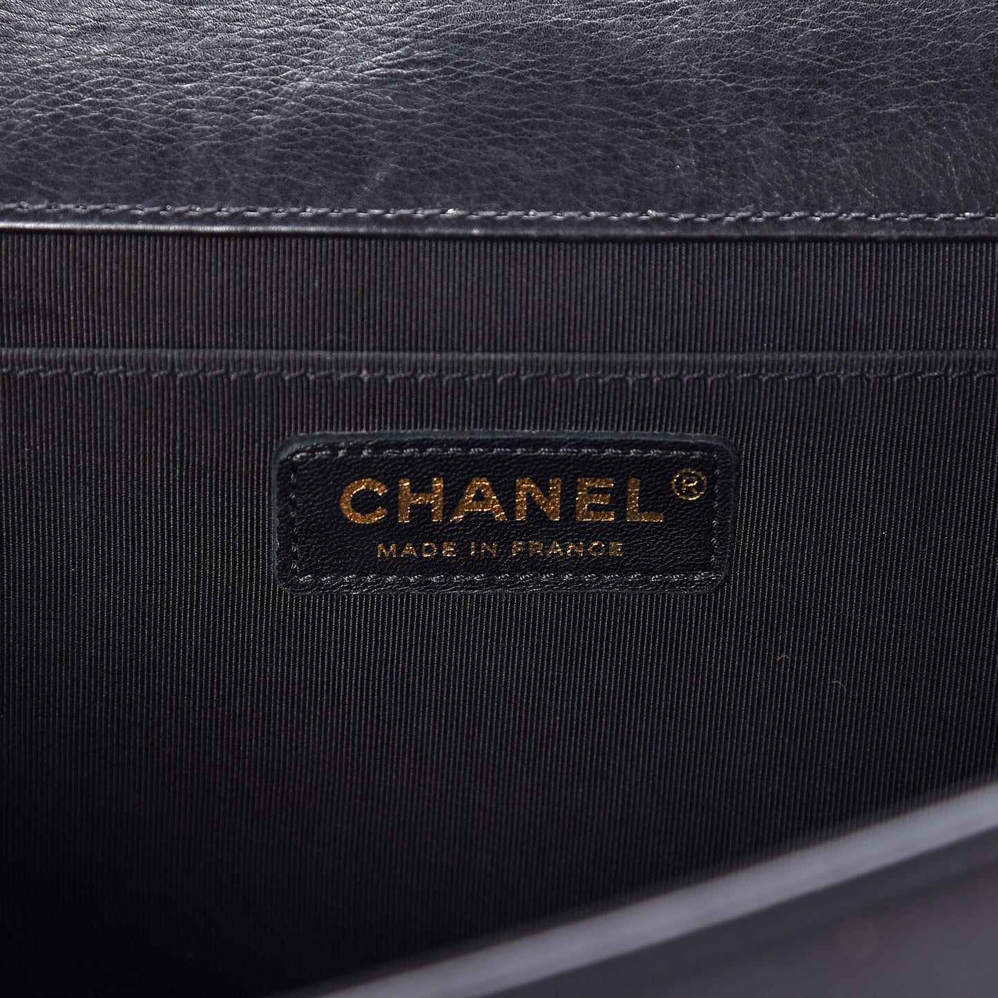 Grained Calfskin Quilted Medium Flap Black