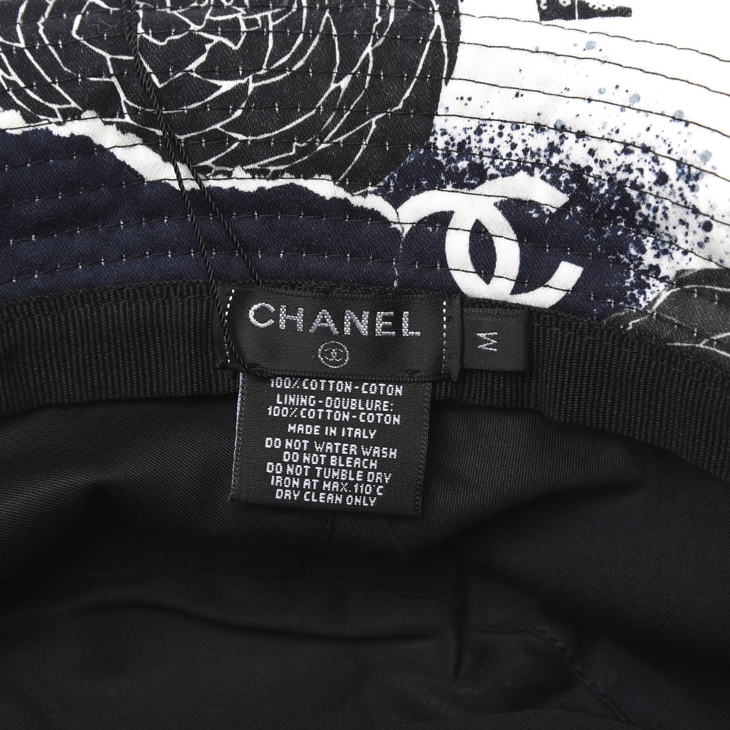 Chanel Cotton Coco Print Bucket Hat M Navy Black White 6 of 7