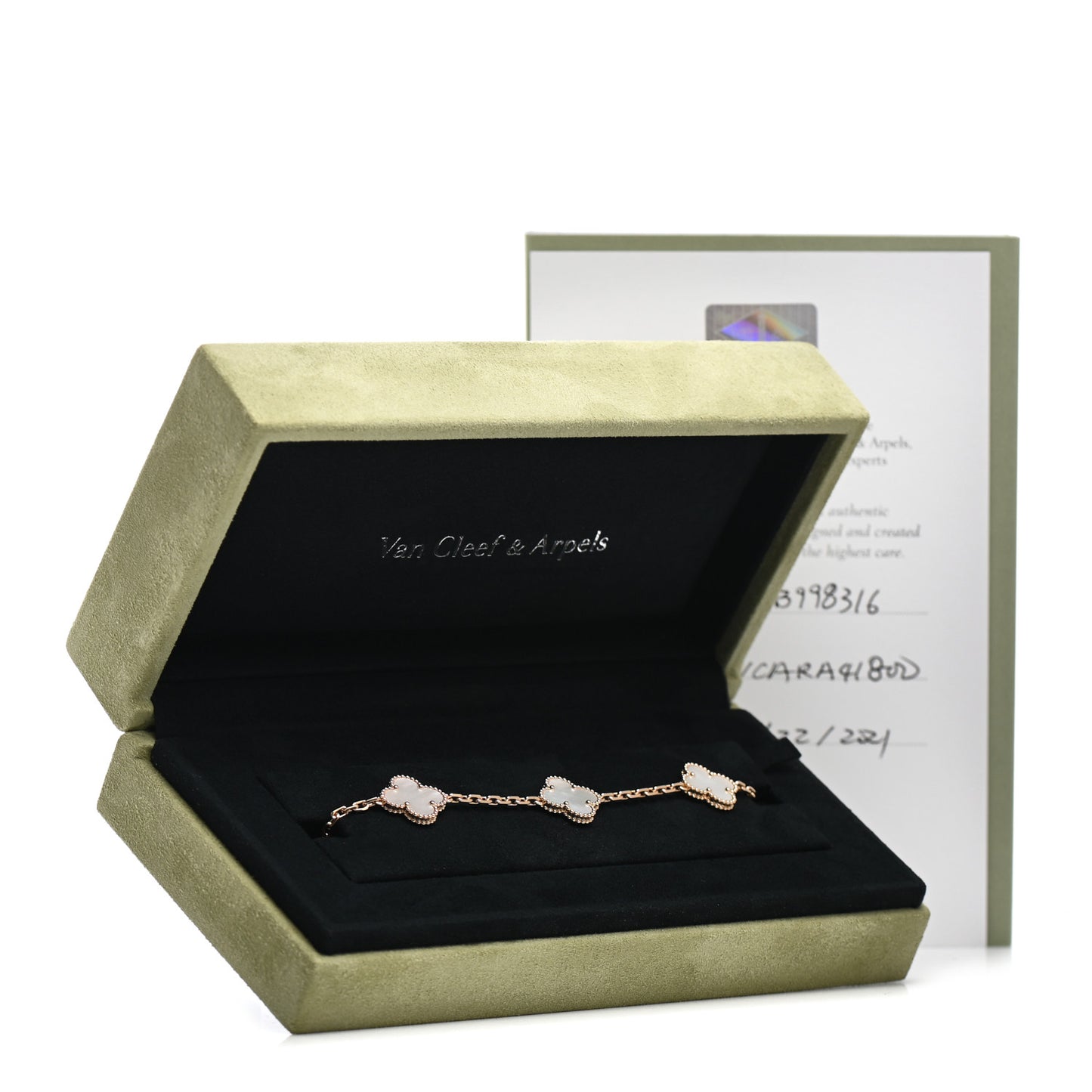 18K Yellow Gold Mother of Pearl 5 Motifs Vintage Alhambra Bracelet