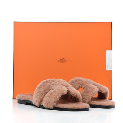 Hermes Woolskin Oran Sandals 37.5 Rose Aube 10 of 10