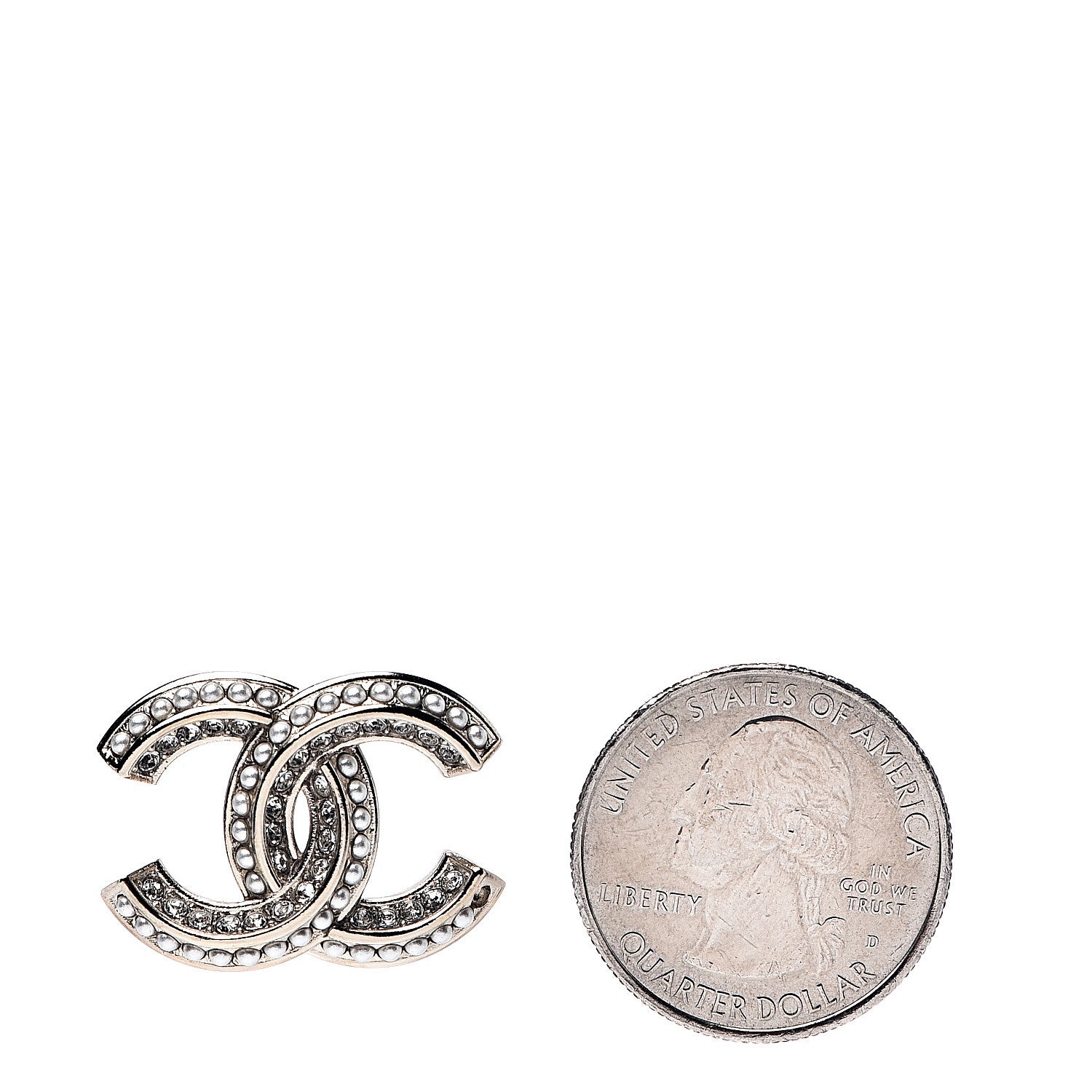 Chanel Crystal Pearl CC Earrings Gold 2 of 5