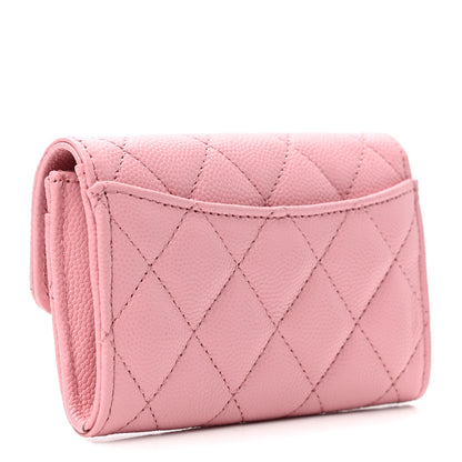 Chanel Caviar Quilted Flap Card Holder Wallet Light Pink 2 of 7